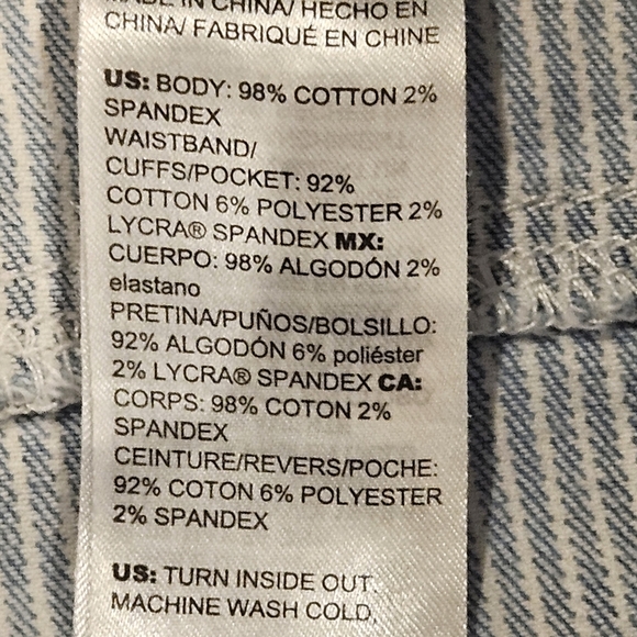 Chico's SZ 10 Nautical Coastal Preppy Blue White Striped Ankle Girlfriend Jean - Picture 4 of 9
